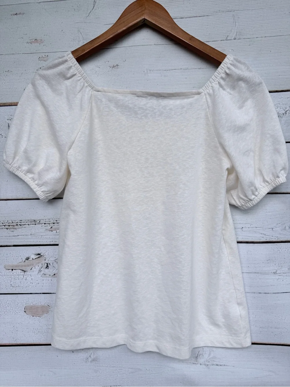 LOFT White Crochet Lace Yoke Puff Sleeve Peasant Blouse Top - Size XXS